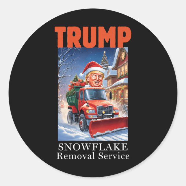 Sticker Rond Donald Trump Noël Funny Snowflake Suppression (Devant)