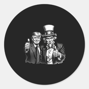 Sticker Rond Donald Trump Oncle Sam Selfie Pouce en l'air Drôle