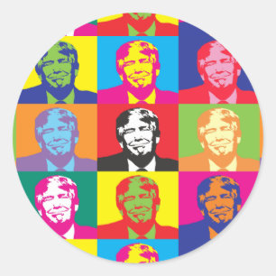 Sticker rond Donald Trump Pop Art