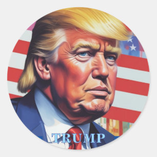 Sticker Rond Donald Trump Pop Art