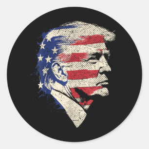 Sticker Rond Donald Trump Portrait