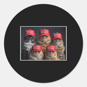 Sticker Rond Donald Trump Rendre les chats en sécurité Casquett