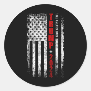 Sticker Rond Donald Trump Reprenez l'Amérique Drapeau Américain