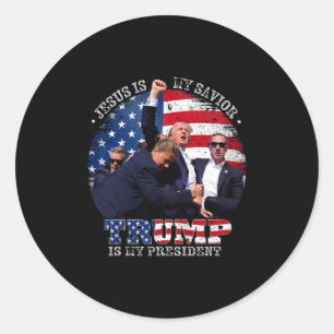 Sticker Rond Donald Trump se bat Jésus est mon sauveur Trump es