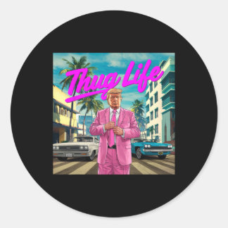 Sticker Rond Donald Trump Thug Life