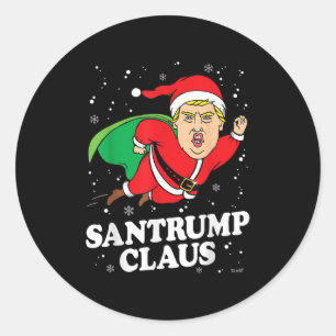 Sticker Rond Donald Trump Xmas Funny Santa Hat Chemise cadeau