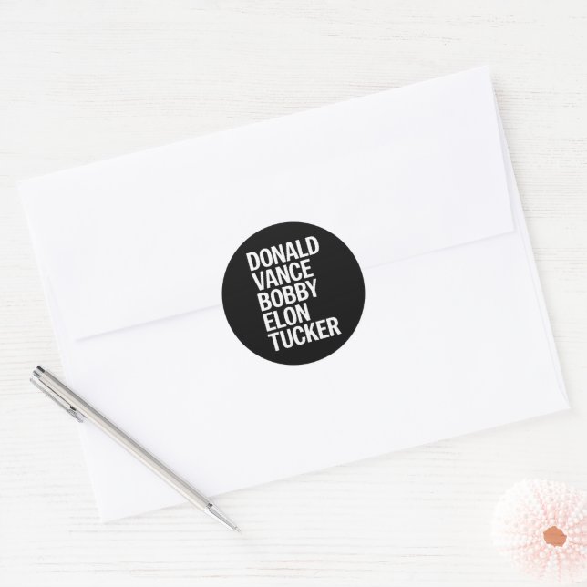Sticker Rond Donald Vance Bobby Elon et Tucker (Enveloppe)