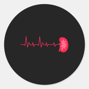 Sticker Rond Donateur de rein - Ekg Heartbeat Kidney Disease Aw