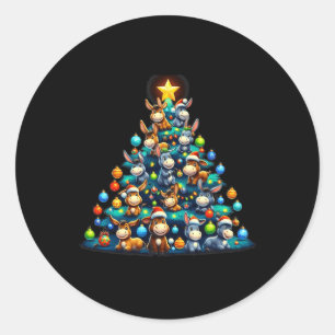 Sticker Rond Donkey Amoureux des animaux Xmas Cadeau Donkey Chr
