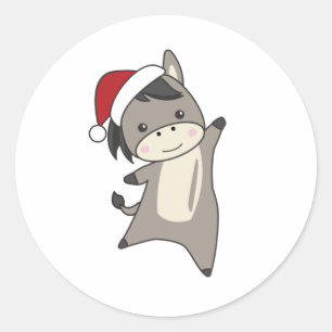 Sticker Rond Donkey Christmas Donkeys