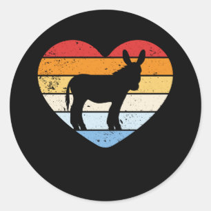 Sticker Rond Donkey Heart Retro