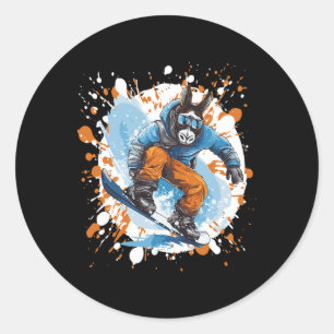 Sticker Rond Donkey Snowboard Animal Snowboard