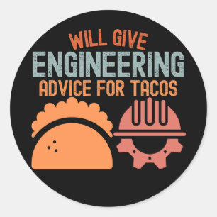 Sticker Rond Donnera des conseils d'ingénierie pour les tacos