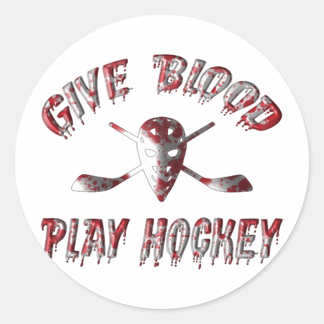 Sticker Rond Donnez du sang de jouer Hockey (Devant)
