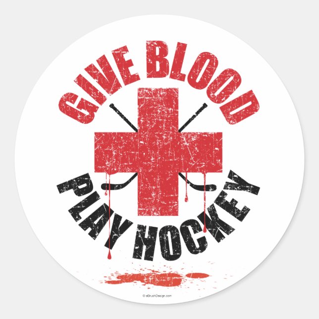 Sticker Rond Donnez du sang de jouer Hockey v1 (Devant)
