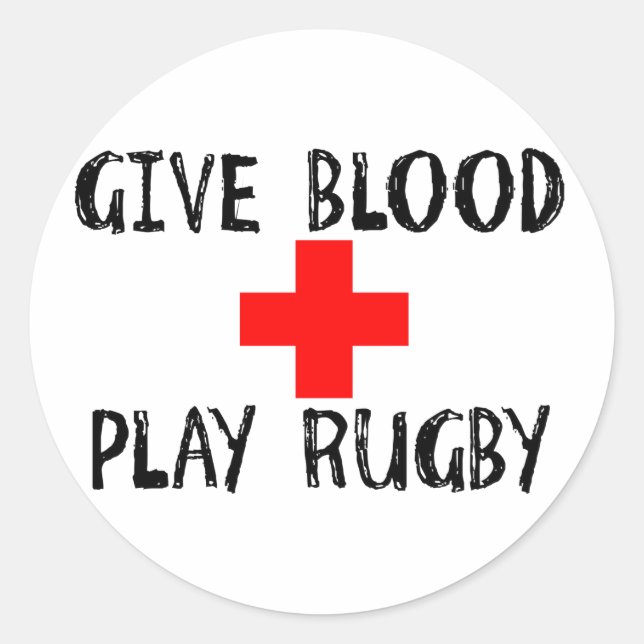 Sticker Rond Donnez Du Sang, Jouez Au Rugby (Devant)
