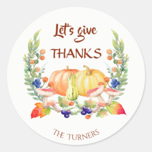 Sticker Rond Donnez Merci Chic Automne Rustique Thanksgiving Mo