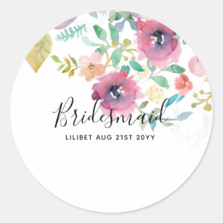 Sticker Rond Dons de la fête de mariée du budget rose floral
