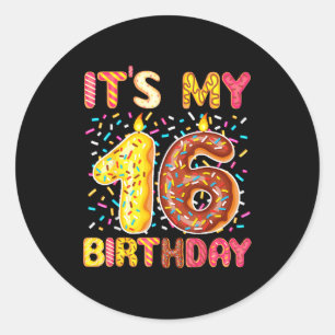 Sticker Rond donu sucré 16e anniversaire 