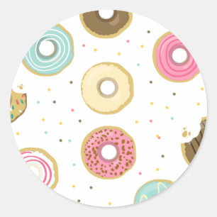 Sticker Rond Donut Anniversaire Topper Enveloppe Seal Doughnut