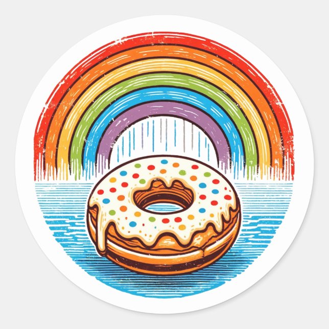 Sticker Rond Donut arc-en-ciel (Devant)