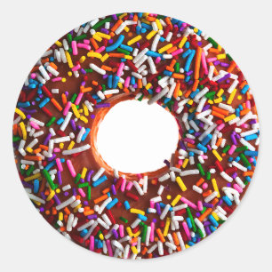 Sticker Rond Donut au chocolat avec Jimmies