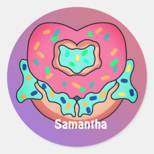Sticker Rond Donut de coeur mou minimaliste   Amour
