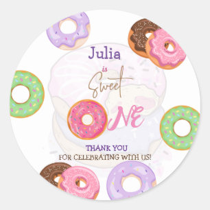 Sticker Rond Donut fille de 1er anniversaire