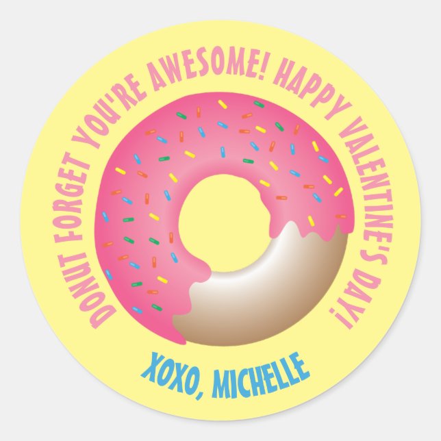 Sticker Rond Donut Jaune Oubliez que vous êtes une belle Saint  (Devant)
