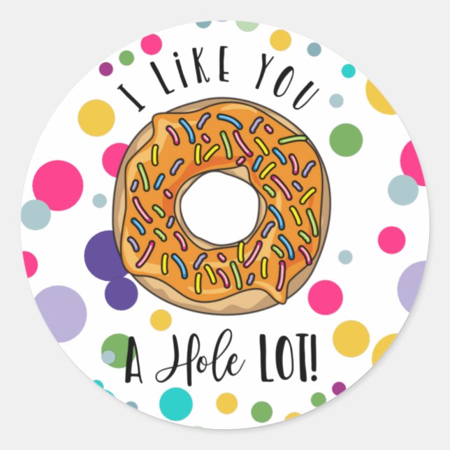 Sticker Rond donut Je t'aime un trou lot valentines jour (Devant)