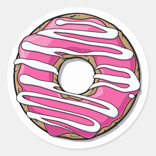 Sticker Rond Donut rose caricature avec glace (Devant)