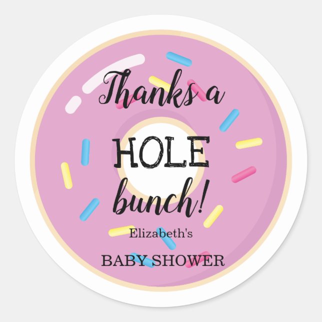 Sticker Rond Donut rose | MERCI BABY SHOWER (Devant)