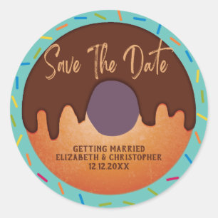 Sticker Rond Donut Sprinkles Wedding Sauve Le Sceau De Date