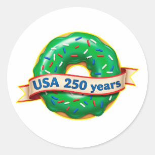 Sticker Rond Donut Sweet Freedom USA 250 Ans