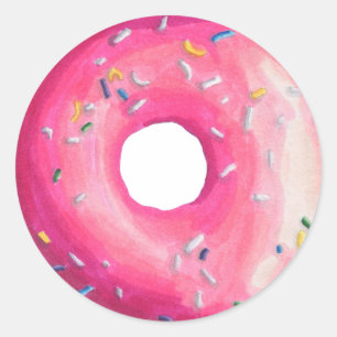 Sticker Rond Donut With Pink Frosting And Sprinkles