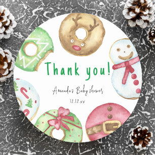 Sticker Rond Donuts de Noël Cadeau de baby shower