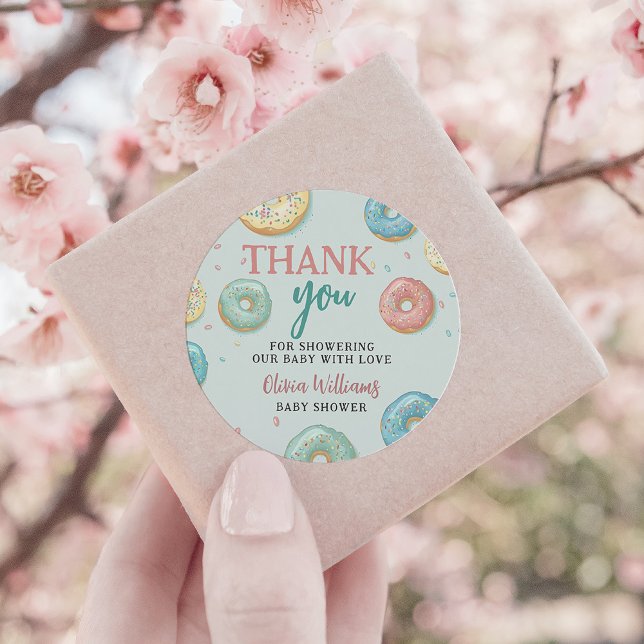 Sticker Rond Donuts & Diapers Mint Merci de Baby shower vert (Créateur téléchargé)