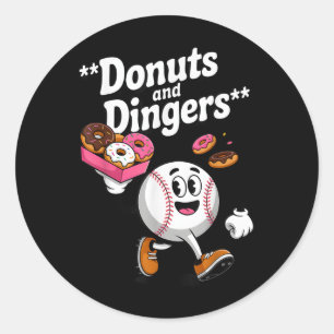 Sticker Rond Donuts Et Dingers Humour De Base-Ball