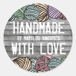 Sticker Rond Doodle aquarelle fil tricot crochet