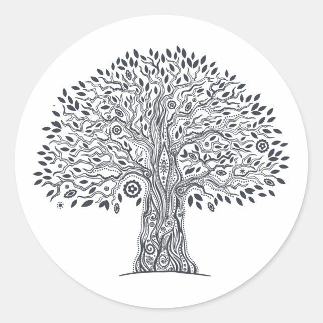 Sticker Rond Doodle Arbre De Vie (Devant)