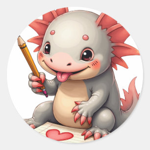 Sticker Rond Doodle Axolotl