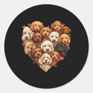 Sticker Rond Doodle Coeur mou Goldendoodle Amoureux des chiens