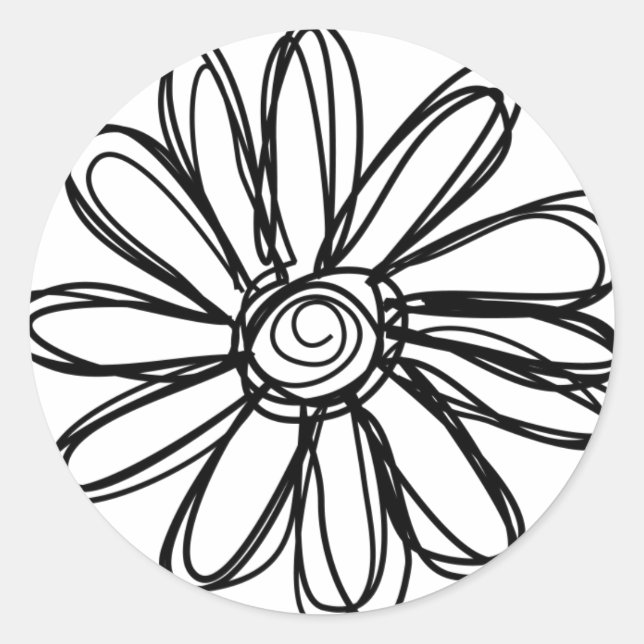 Sticker Rond Doodle de fleurs (Devant)