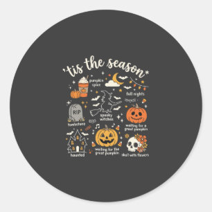 Sticker Rond Doodle de Halloween C'est la saison design sorcièr