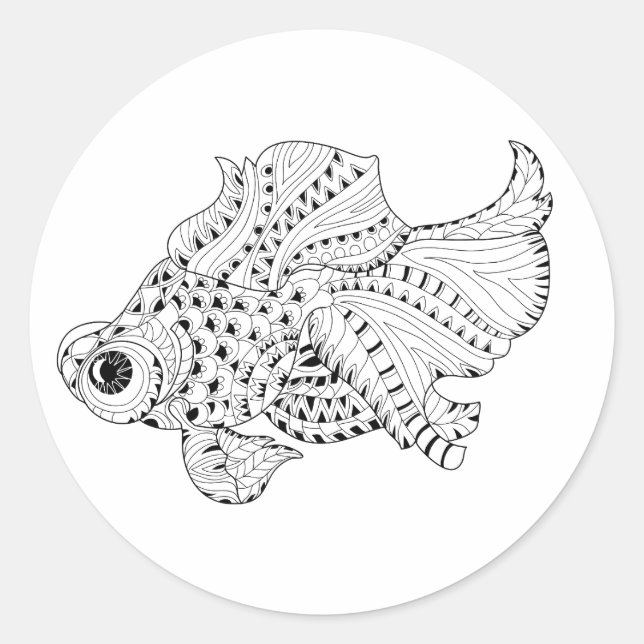 Sticker Rond Doodle de poisson (Devant)
