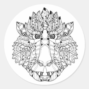 Sticker Rond Doodle de tête de singe