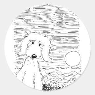 Sticker Rond Doodle d'or sur la plage