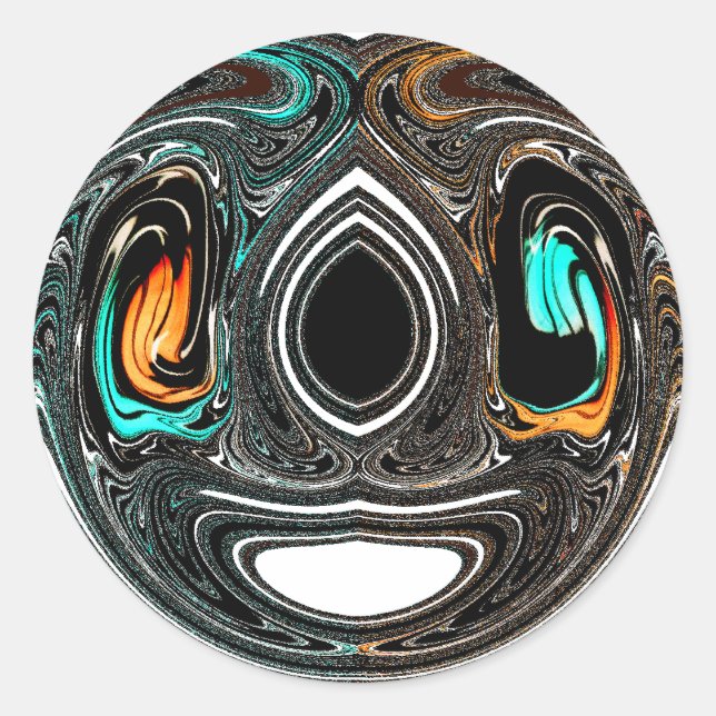 Sticker Rond Doodle ethnique africain Zebra texturé Art Imprime (Devant)