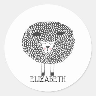 Sticker Rond Doodle mouton Personnalisé