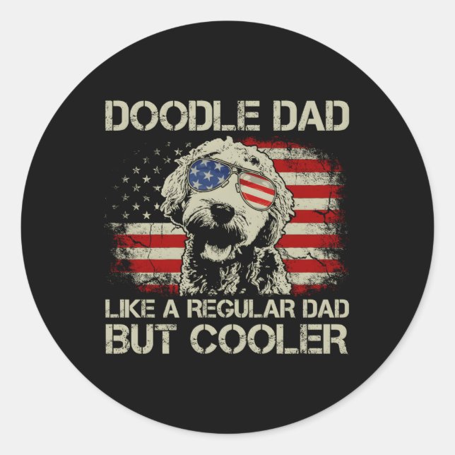 Sticker Rond Doodle Papa Goldendoodle Normal Papa Mais Er Ameri (Devant)